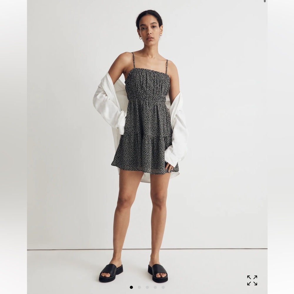 Madewell Sophia Cami Tiered Mini Dress in Micro Daisy